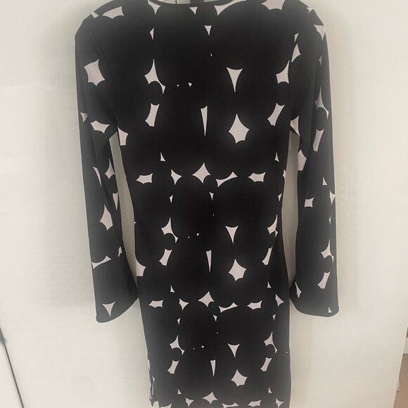 KENNENTH COLE Black & White Geometric Patterned Dress Long Sleeve XS - Picture 1 of 3